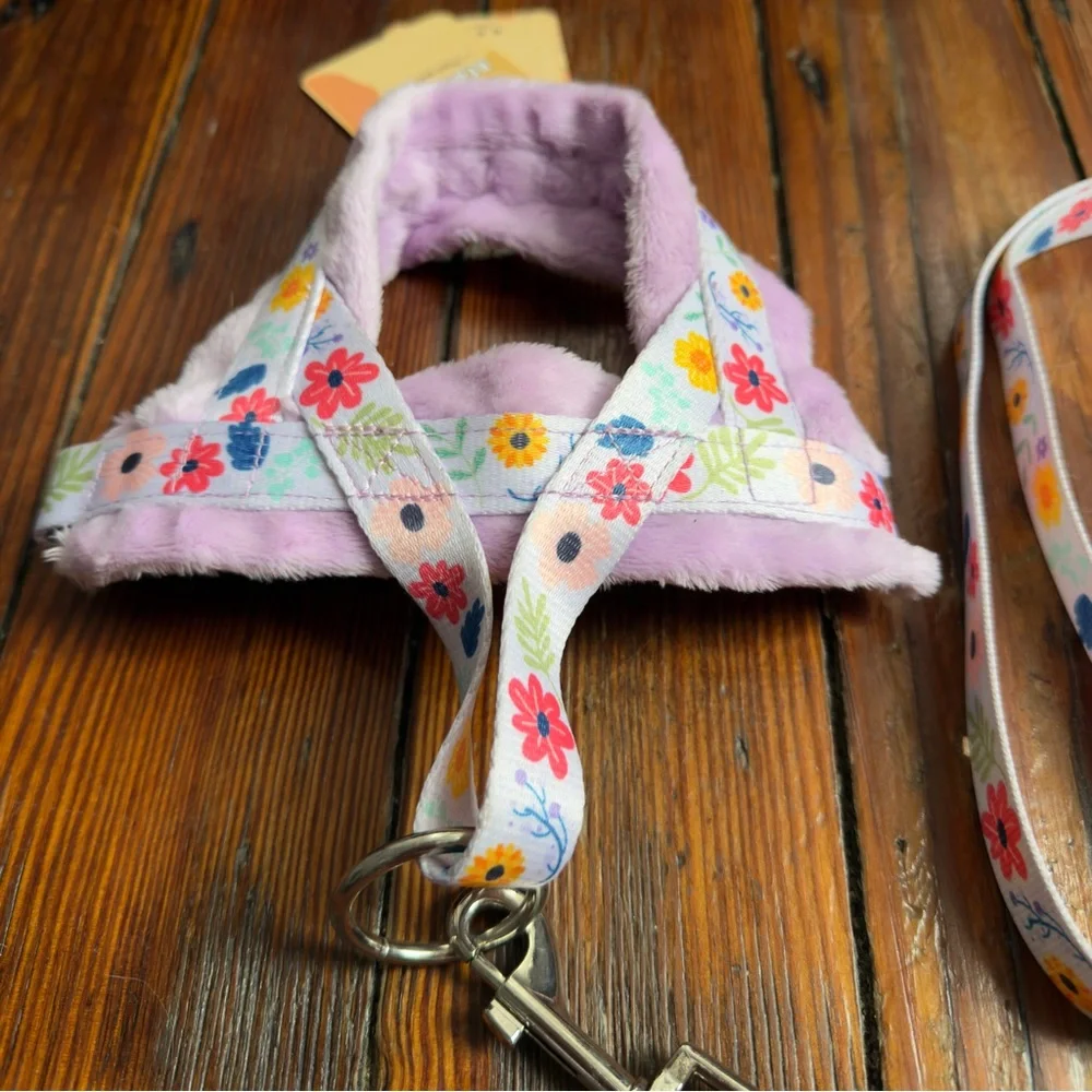 Floral Pink Kids Harness and Leash Set